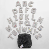 color: Dark Grey Mini Bag with Dove Grey Letters